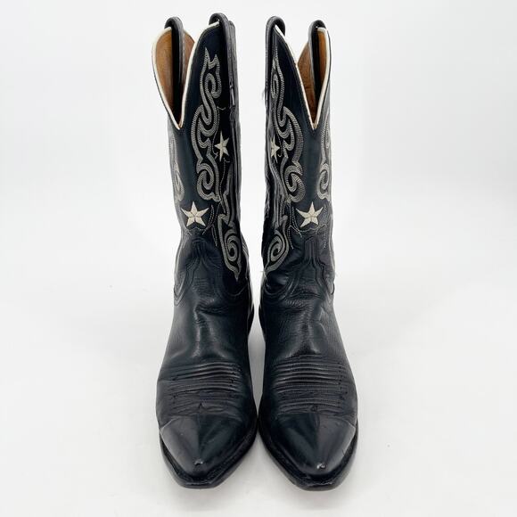 Lucchese 1883 N4539 Women’s 9 Black Embroidered Star Pointed Toe Cowgirl Boots - Picture 6 of 12